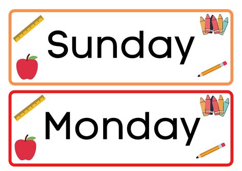 Days Of The Week Printable Flashcards Instant Download Days Of The