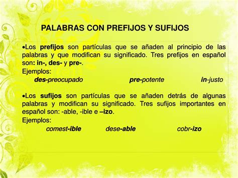 Ppt Palabras Con Prefijos Y Sufijos Powerpoint Presentation Free