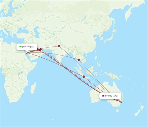 All Flight Routes From Jeddah To Sydney Jed To Syd Flight Routes