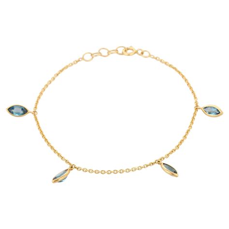 18K Yellow Gold Bracelet In Blue Topaz For Sale At 1stDibs