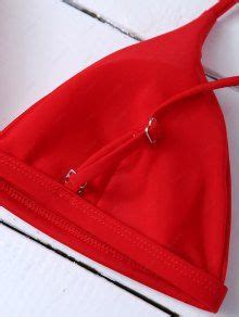 Low Waisted Spaghetti Strap Bikini Swimwear In RED ZAFUL