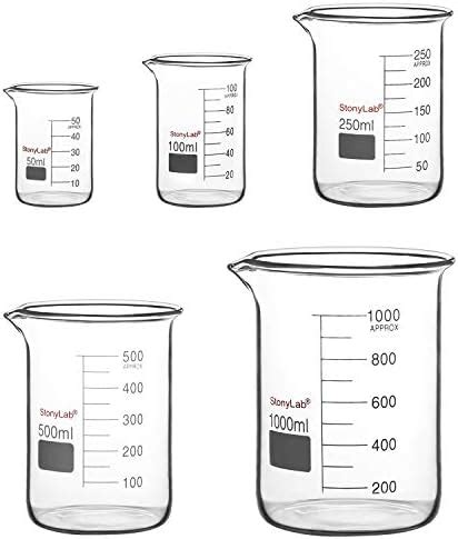 Stonylab Set De Vasos De Precipitados De Cristal Vidrio De