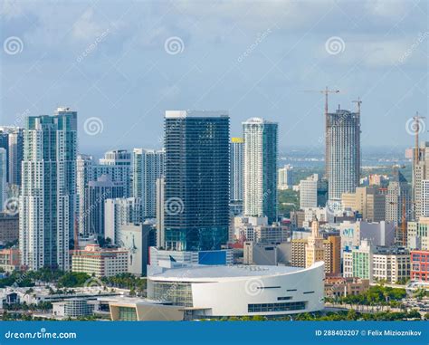 Aerial Photo Of The Kaseya Center Downtown Miami Fl Editorial