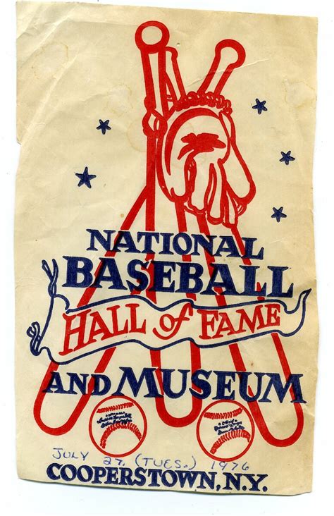 Cooperstown Baseball Hall Of Fame & Museum Logo On Piece Of Bag Dated ...