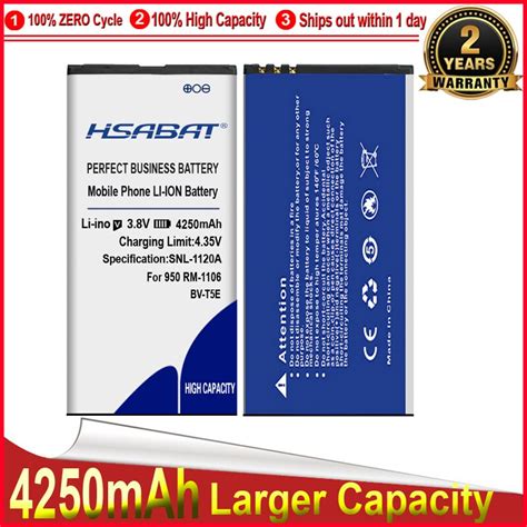 HSABAT BV T5E BVT5E BV T5E 4250mAh Dla Microsoft Lumia 950 Bateria