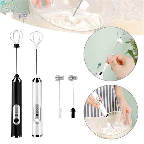 Electric Milk Frother With Double Whisk Rechargeable 2 In 1 Handheld