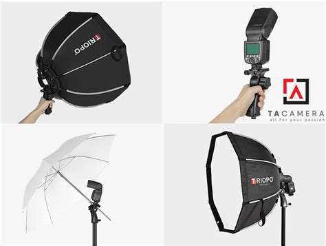 TA Camera Softbox Bát Giác Thao Tác Nhanh Triopo KS2 90 Cho Đèn Flash