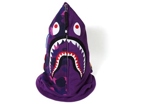 Bape Color Camo Shark Face Mask Purple Mens Fw18 Us