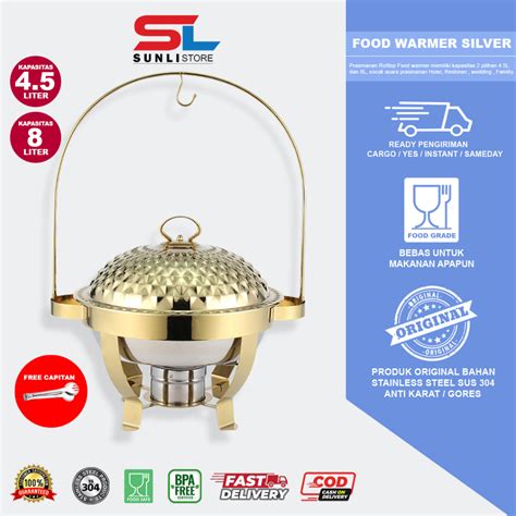 Jual SUNLI Roll Top Food Warmer GOLD Kapasitas 4 5L 8L Chafer