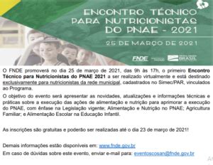 O Encontro T Cnico Para Nutricionistas Do Pnae Est Chegando Rebrae