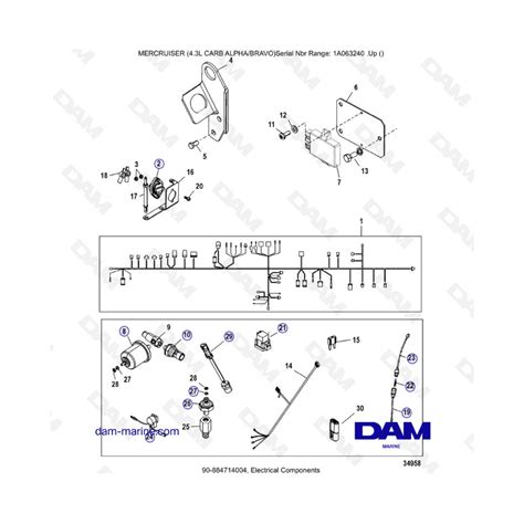 Mercruiser 43l Carb Alpha Bravo Electrical Components Dam Marine