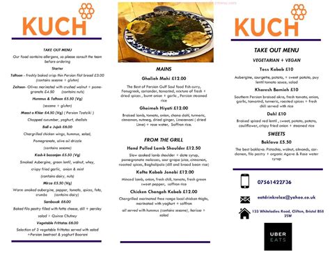 Menu At Kuch Restaurant Bristol