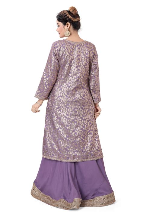 Designer Indo Wester Lacha Suit Lilac Dulhan Exclusives