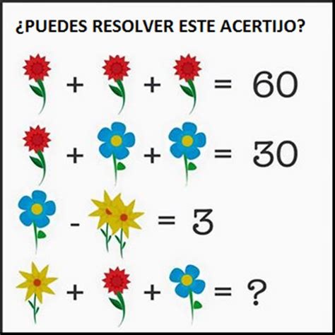 Blog educativo de Miguel Pele ACERTIJO MATEMÁTICO CON FLORES