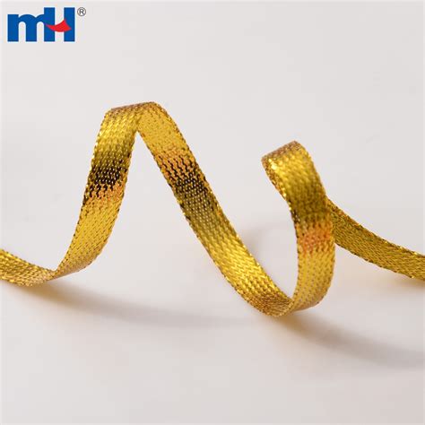 6mm Flat Metallic Braided Elastic Cord Gold