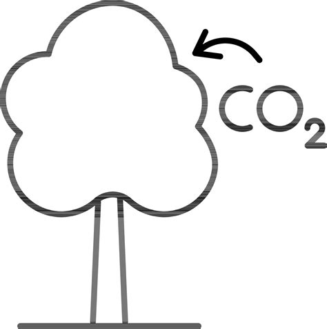 Line Art Tree Absorb Carbon Dioxide Co2 Icon In Flat Style 24388528