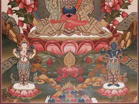 Amitabha Buddha Thangka Brocadeless Thangka Exotic India Art