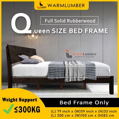 Queen Size 150cm X 200cm Full Solid Rubberwood Bed Frame With