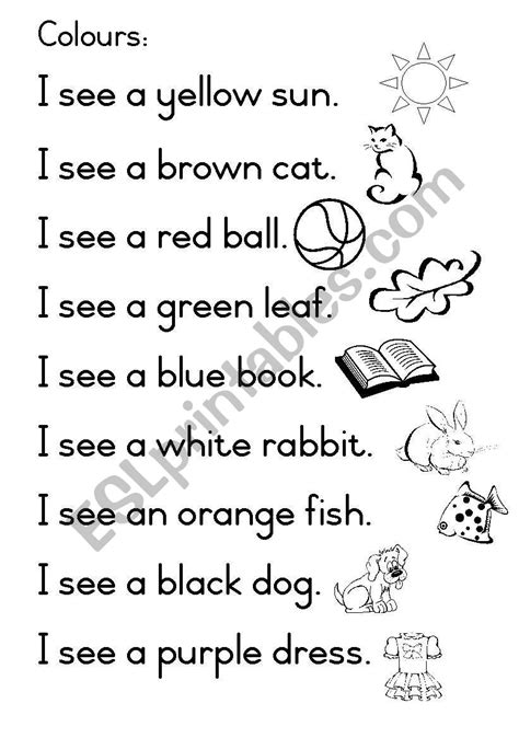 I See Colours Esl Worksheet By Joeyb1