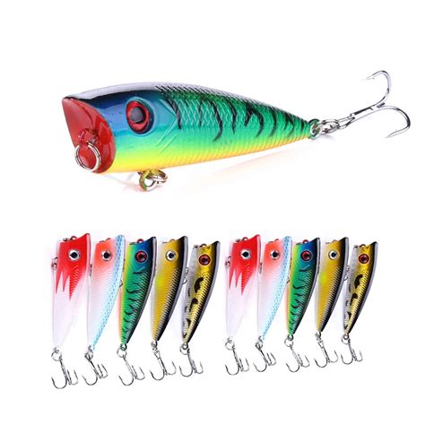 HENGJIA 6cm 6 3g Fishing Lures Popper Topwater Floating Bass Sea Pesca