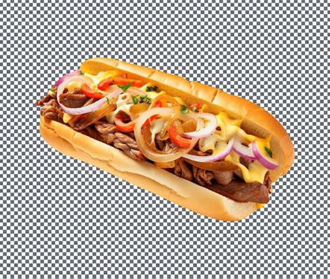 Premium PSD Delicious And Spicy Philly Cheesesteak Isolated On White