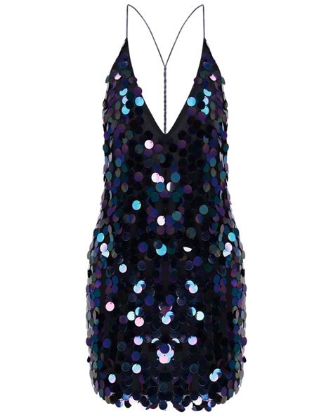 2019 Backless V Neck Sparkle Shinny Halter Women Disc Sequin Slip Dress A Line Evening Party