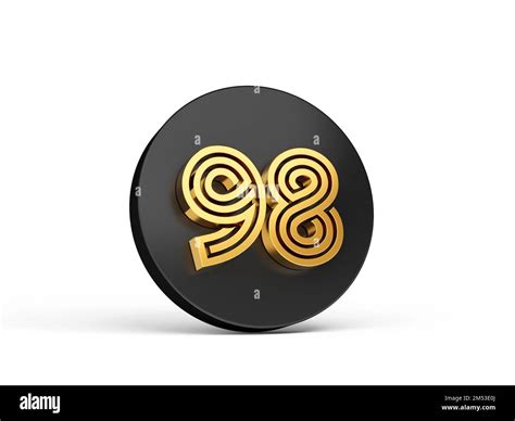 A Beautiful Design Of Royal Golden 98 Number On A Black Round Isolated