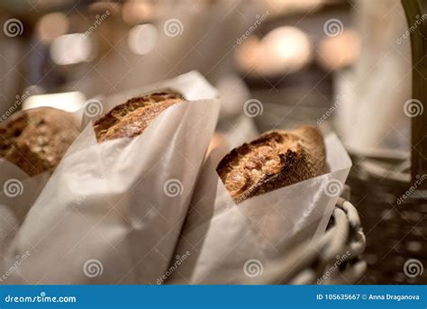 French Bread Baguettes In Paper Bags From Bakery Selective Focus