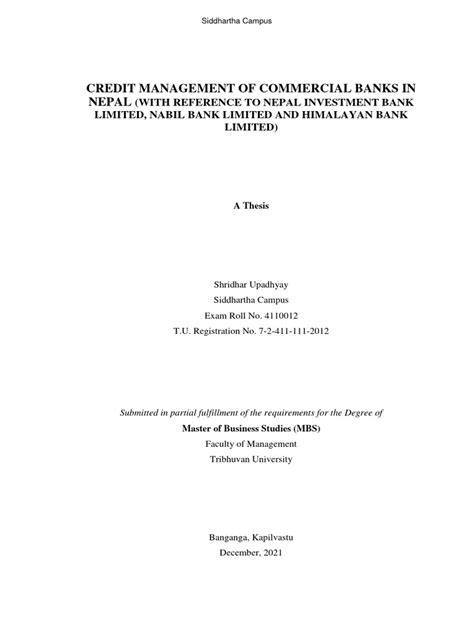 full thesis  loan facilitied  nepali banks  loans banks