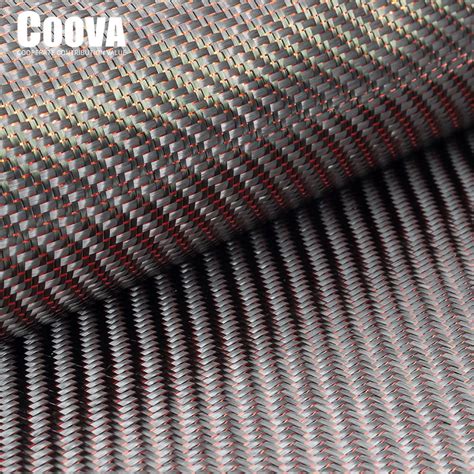 F254 COOVA Red Tinsel Carbon Fiber Cloth Mixed Twill Tela Fibra De