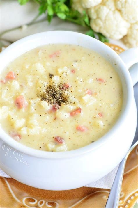 Creamy Cauliflower Ham And Cheese Soup From Willcookforsmiles