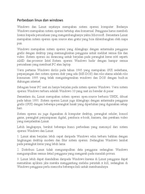 Perbedaan Linux Dan Windows | PDF 