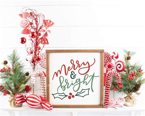 Merry And Bright Svg Free Christmas Cut Files Unoriginal Mom