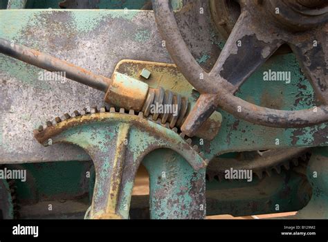 Gears On Antique Metal Lathe Stock Photo Alamy