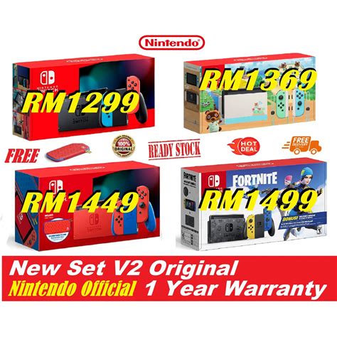 【promo】new Set V2 Nintendo Switch Console Fullset Original Mario Red