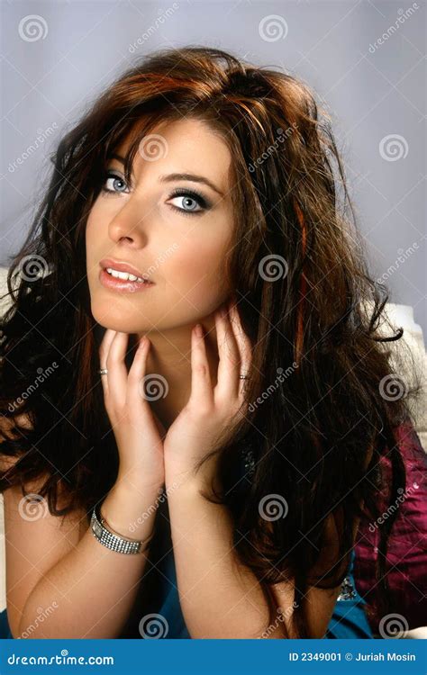 Lovely Brunette With Blue Eyes Stock Image Image Of Person Flirting 2349001