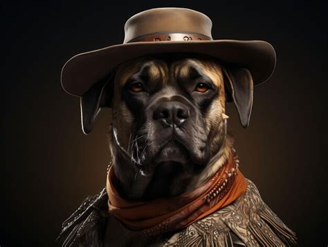 Retrato de un perro mastiff inglés vestido como un revolucionario