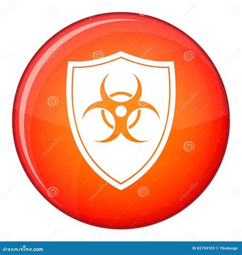 Shield With A Biohazard Sign Icon Flat Style Stock Vector