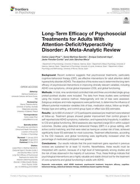 Pdf Long Term Efficacy Of Psychosocial Treatments For Adults With