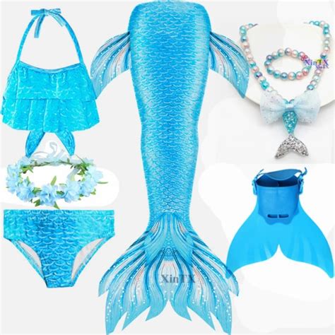 Traje de baño de cola de sirena para niñas Bikini de cola de sirena disfraz de Cosplay con