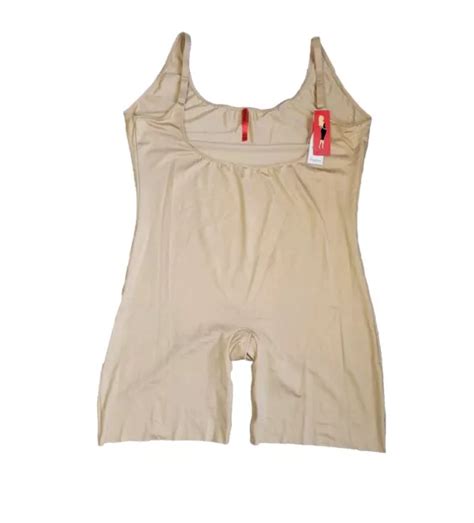 Spanx Slimplicity Open Bust Mid Thigh Bodysuit Slip Suit Nude Size Us X Uk