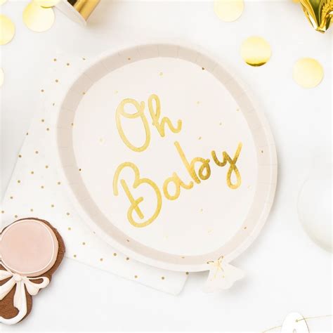 TALERZYKI na Baby Shower Oh Baby w kształcie balona 6szt