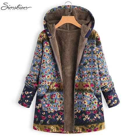 ZANZEA Women Patchwork Coat Jacket Boho Floral Print Hooded Outwear