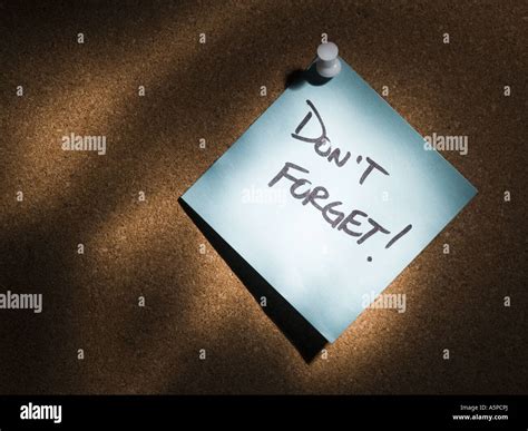 Sticky Note On A Cork Board Stock Photo Alamy