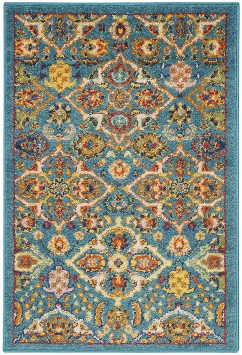 Nourison Allur Traditional Turquoise Ivory 2 X 3 Area Rug Easy