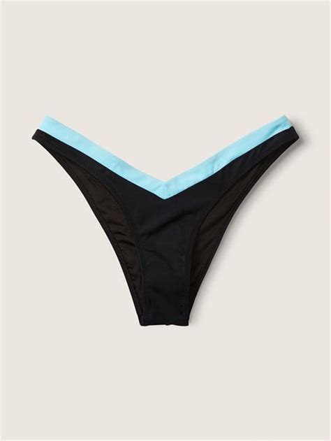 V Model Mini Bikini Altı Gökkuşağı Detaylı Saf Siyah VS Victoria s Secret PINK