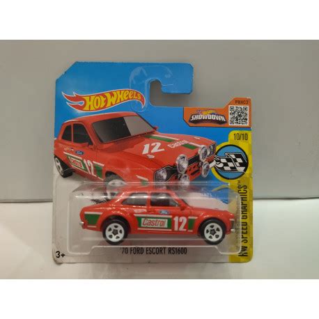 FORD ESCORT 1970 RS1600 RED 1 64 HOT WHEELS CARTON MAL ESTADO CARD DAMAGED BCN STOCK CARS
