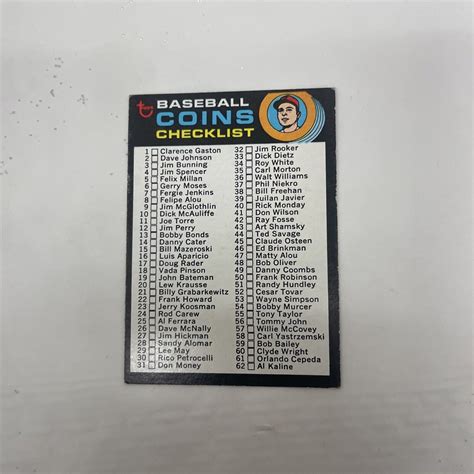 Topps Coin Checklist Card Unchecked Excellent Ebay