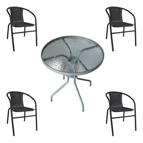 Juego Jard N Sillas S Mil Rattan Mesa Aluminio Y Vidrio En Venta En