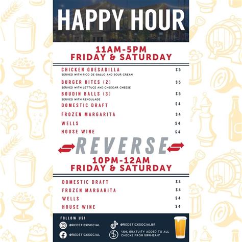 Happy Hour and Reverse Happy Hour at Red Stick Social — Electric Depot